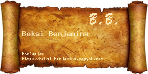 Beksi Benjamina névjegykártya